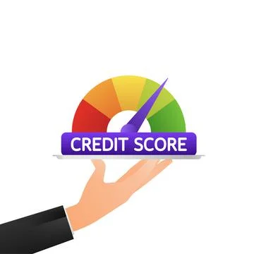 Credit score speedometer on white background. Vector illustration. 库存插图
