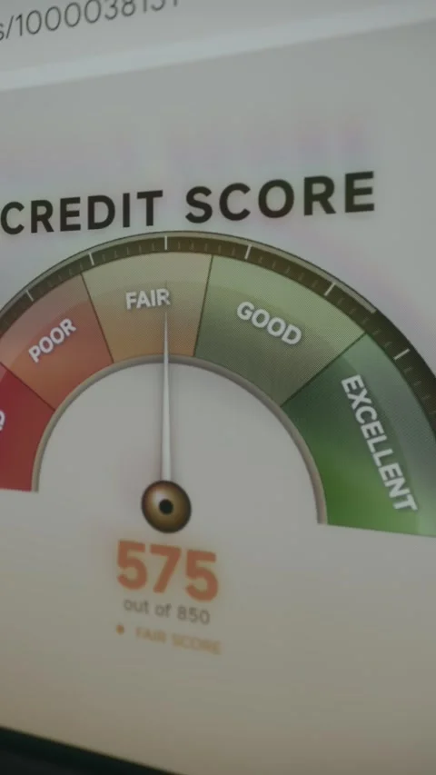 Credit score visualization reflecting a fair rating category Video stock 333835038