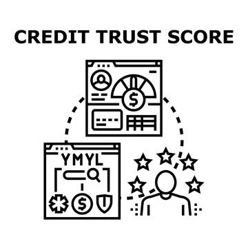 Credit trust score evaluation concept measuring financial reputation Stock Illustration