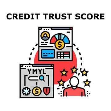Credit trust score evaluation concept measuring financial reputation Stock Illustration