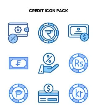 Credit Two Colour Icons Pack Ilustração Stock