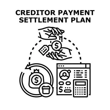 Creditor payment settlement plan process icon Stock Illustration