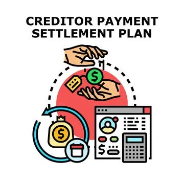 Creditor payment settlement plan process icon Stock Illustration
