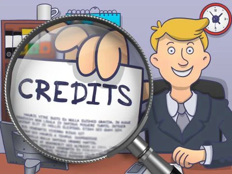Credits through Lens. Doodle Design Stock Illustration