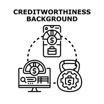 Creditworthiness background checking financial strength concept 库存插图