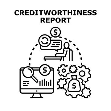 Creditworthiness report displaying financial data analysis and money Stock Illustration