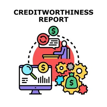 Creditworthiness report displaying financial data analysis and money Stock Illustration