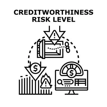 Creditworthiness risk level analysis with financial metrics 스톡 일러스트
