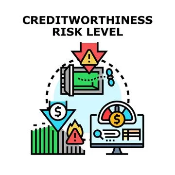 Creditworthiness risk level analysis with financial metrics Illustrazione stock