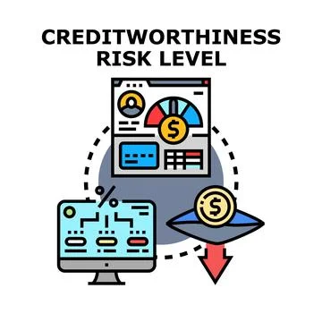 Creditworthiness risk level assessment decreasing financial rating イラスト素材
