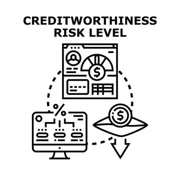 Creditworthiness risk level assessment decreasing financial rating Illustrazione stock