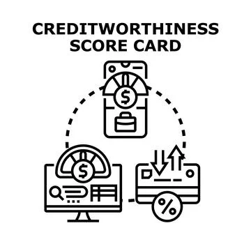 Creditworthiness score card concept evaluating financial risk Stock Illustration