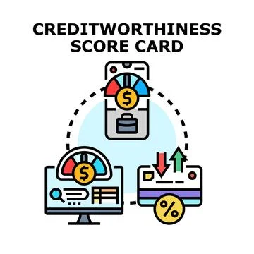 Creditworthiness score card concept evaluating financial risk Stock Illustration