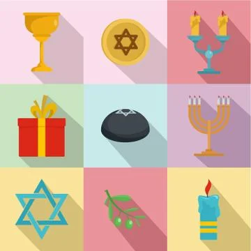 Creed icons set, flat style Stock Illustration