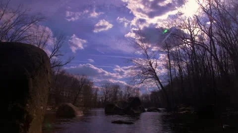 Creek and Clouds Timelapse Stock Footage 20484083