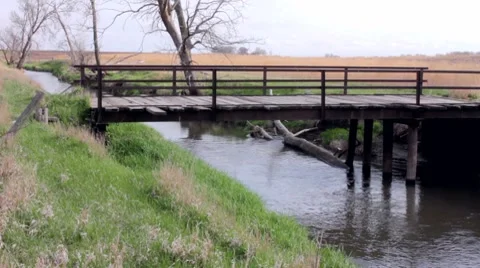 Creek with Bridge Stock Footage 7761102