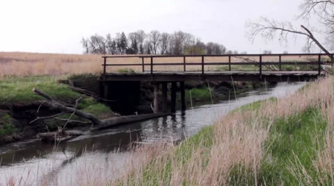 Creek with Bridge Video stock 7761124