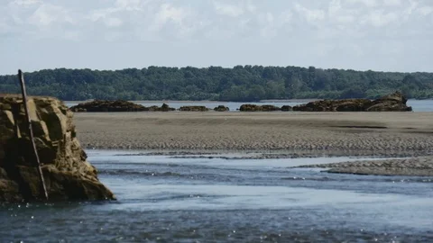 Creek flowing into ocean Stock Footage 126658604