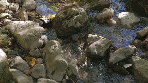Creek flowing over the rocks Stock Footage 69904399