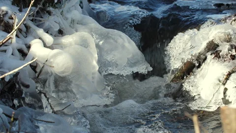 Creek with icicles Stock Footage 276227296