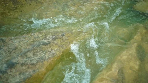 Creek Pass Over Boulder Stock Footage 124161395