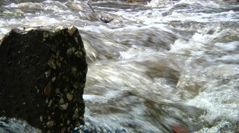 Creek Rapids with Stone SLOW Stock Footage 653134