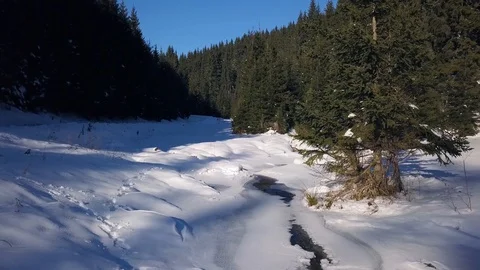 Creek in the Snowy Summit. Stock Footage 125050505