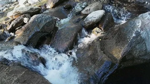 Creek water stream wtih rocks Stock Footage 80432731