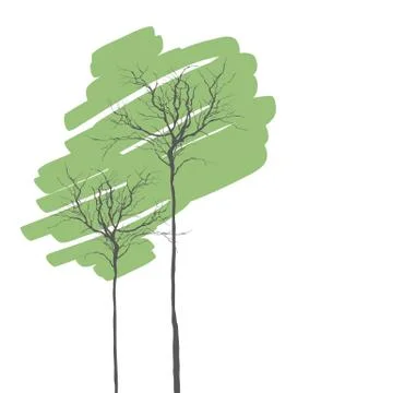 Creen trees on white with space for text. vector Ilustración de archivo
