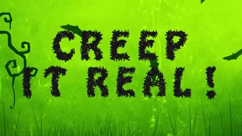 Creep it real bat typeface green halloween cartoon background Stock Footage 314698788