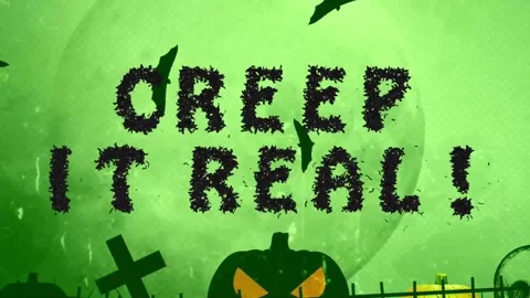 Creep it real bat typeface green halloween background Stock Footage 314698789