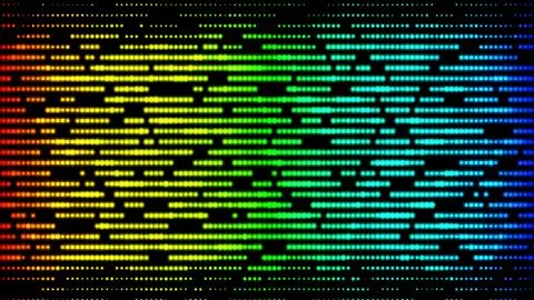 Creeping line of multi-colored squares. Abstract colorful running pixels ba.. Illustrazione stock