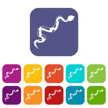Creeping snake icons set flat Stock-Illustration