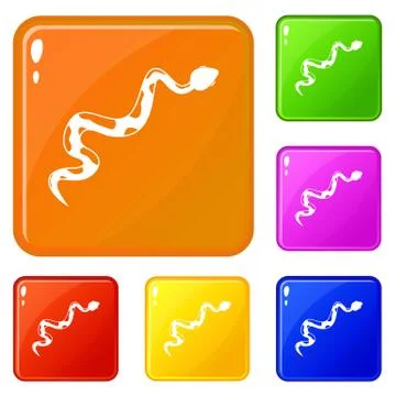 Creeping snake icons set vector color Stock Illustration