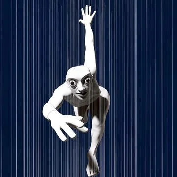 Creepy 3D Figure Diving Forward with Reaching Hand Stock Illustration
