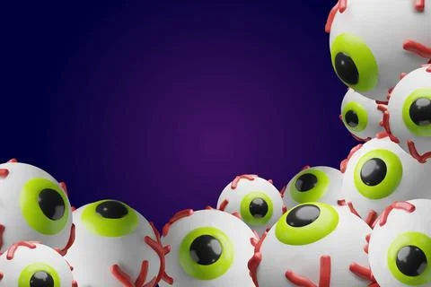 Creepy 3D Halloween eyeball border Stock Illustration