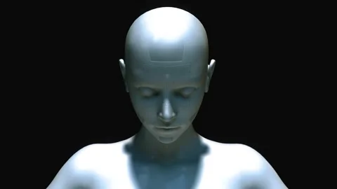 Creepy Android lady transition with alpha channel Stock Footage 162122518