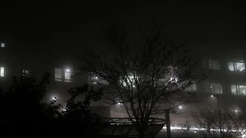 Creepy building at night Stock Footage 158506331