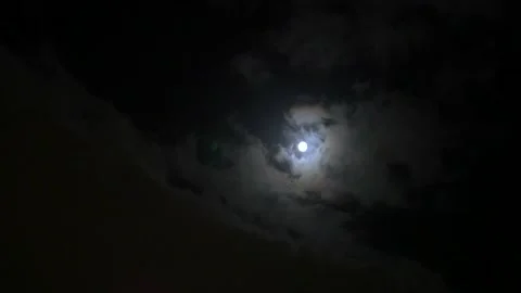 Creepy Clouds Moving Past A Bright Moon In Sydney, Australia Stock Footage 158968108