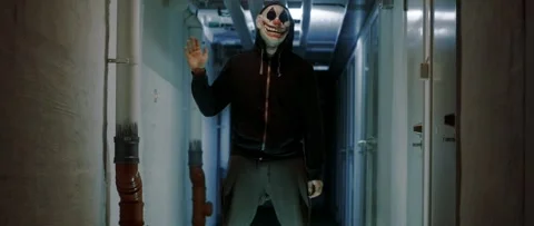 Creepy clown in dark corridor, version 2 Stock Footage 262783153