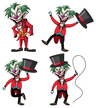 Creepy clown perform magic Stock Illustration