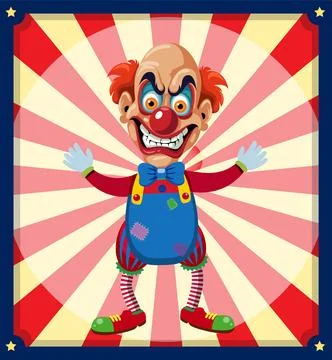 Creepy clown on retro comic background Stock Illustration