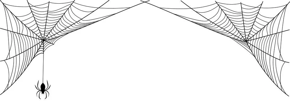 Creepy Cobweb Decorative Elements for Halloween and Horror Vector Stock Illustration
