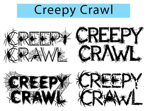 Creepy Crawl logo type typography vector with spiders and webs woven Stockillustratie