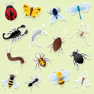 Creepy crawly cutouts Stock Illustration