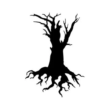 Creepy dead tree silhouette vector illustration Stock Illustration