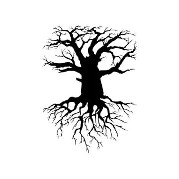 Creepy dead tree silhouette vector illustration Stock Illustration