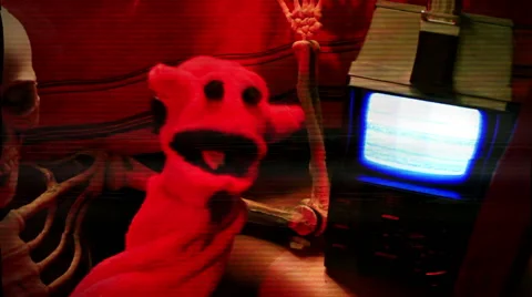 Creepy devil puppet weird spooky 222 Stock Footage 57472195