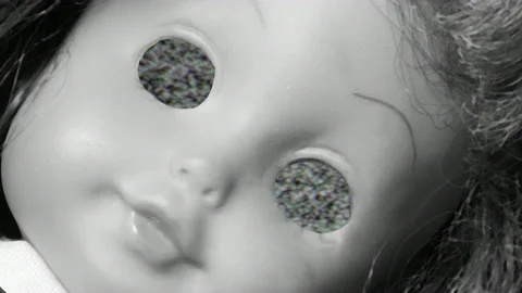 Creepy Doll with Blinking Eyes Horror | Stock Video | Pond5