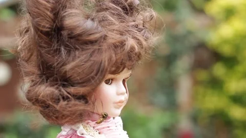 Creepy Doll with Bugs Hanging Stock Footage 143116289